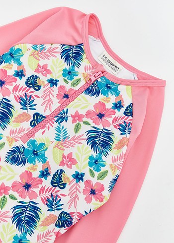 Uzun Kollu Çiçek Desenli Kız Mayo - Görsel 3