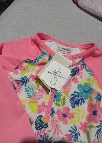 Uzun Kollu Çiçek Desenli Kız Mayo - Görsel 4