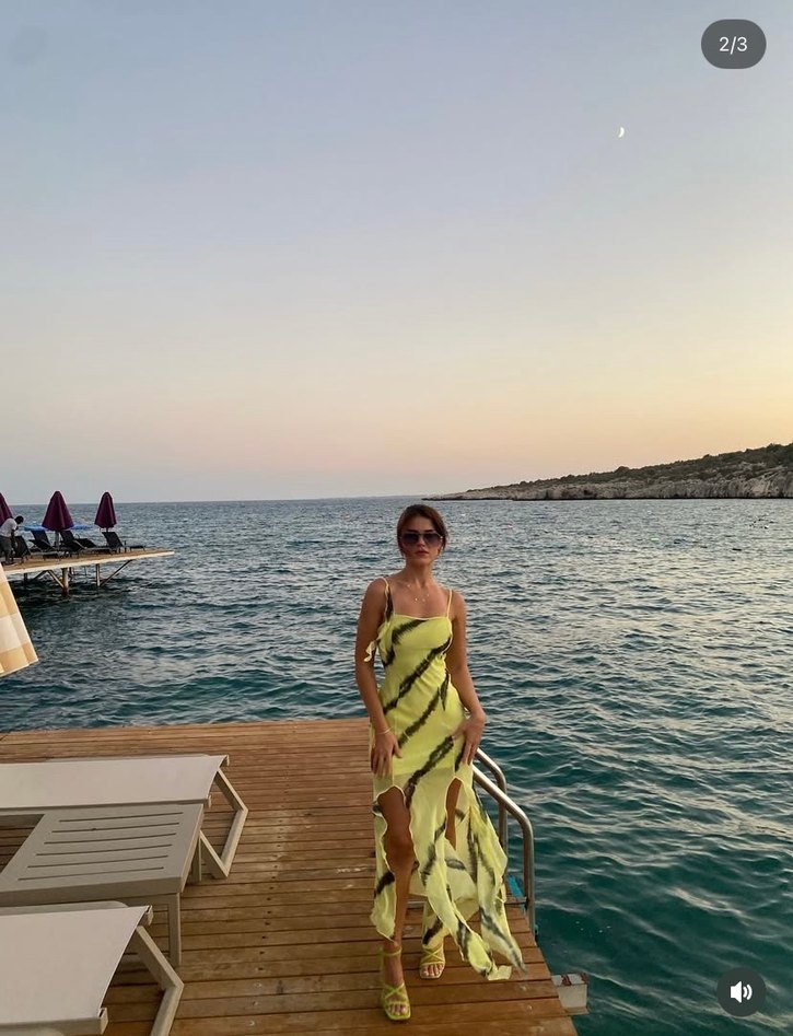 Sarı Bağcıklı Uzun Bohem Plaj Elbisesi - Görsel 2