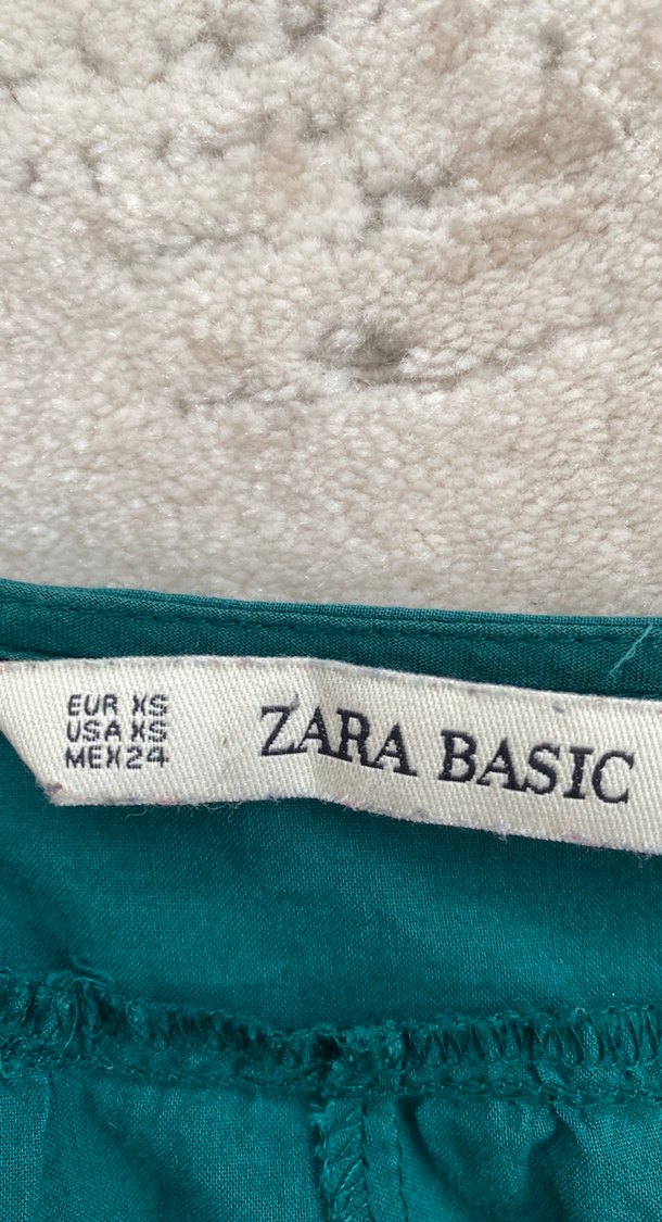 Kadın Turkuaz Keten Volanlı Bohem Bluz - Görsel 3