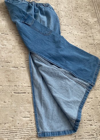 Kadın Açık Mavi Uzun Denim Etek - Görsel 2