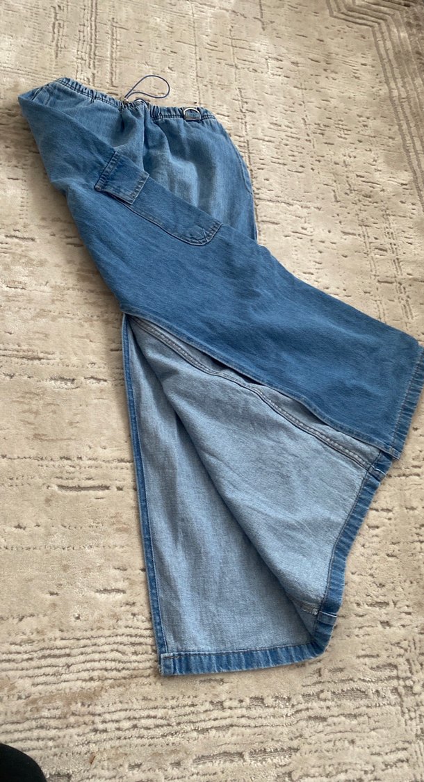 Kadın Açık Mavi Uzun Denim Etek - Görsel 2