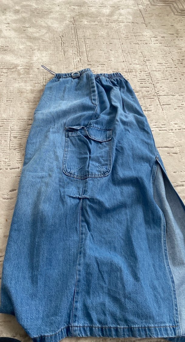 Kadın Açık Mavi Uzun Denim Etek - Görsel 4