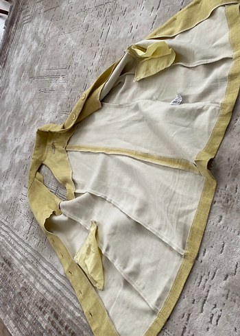 Sarı Keten Kız Yeleği Düğmeli - Görsel 3