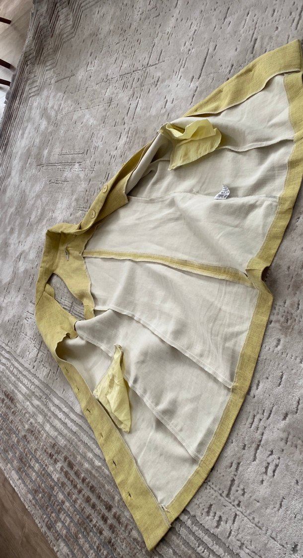 Sarı Keten Kız Yeleği Düğmeli - Görsel 3