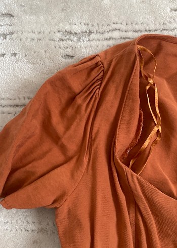 Uzun Kahverengi Bohem Keten Elbise - Görsel 3