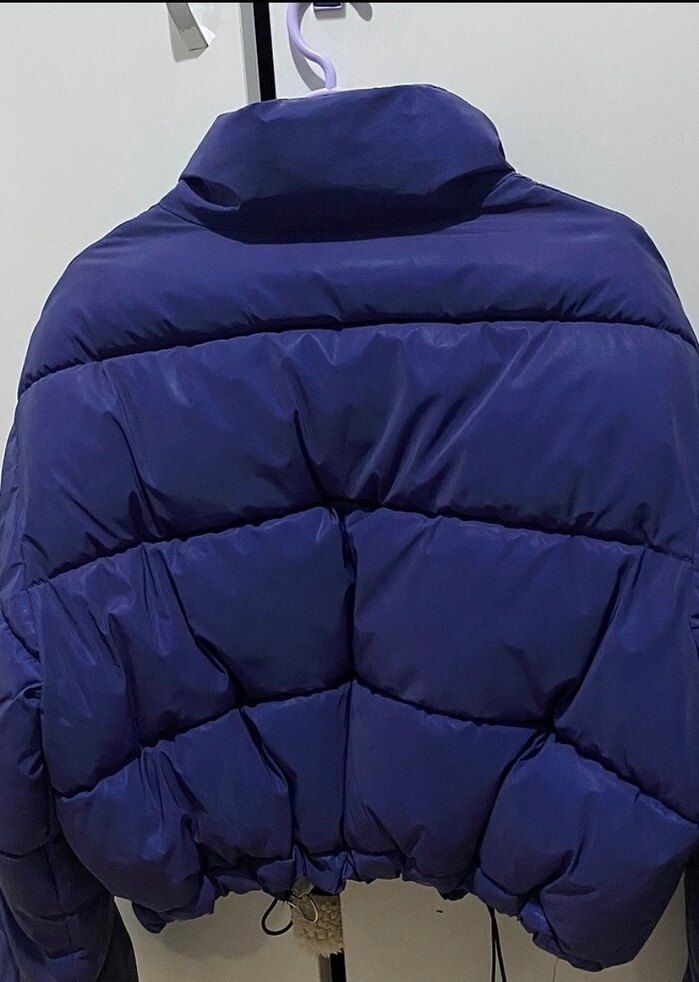 Kadın Mavi Midi Kısa Kış Montu - Görsel 2