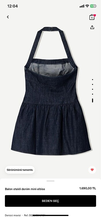 xs Beden Bershka denim elbise