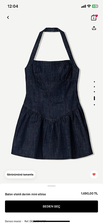 xs Beden lacivert Renk Bershka denim elbise