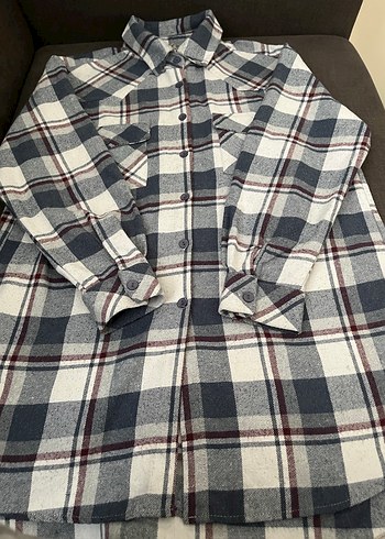 Düğmeli mavi Kadın Pamuklu Gömlek - Görsel 4