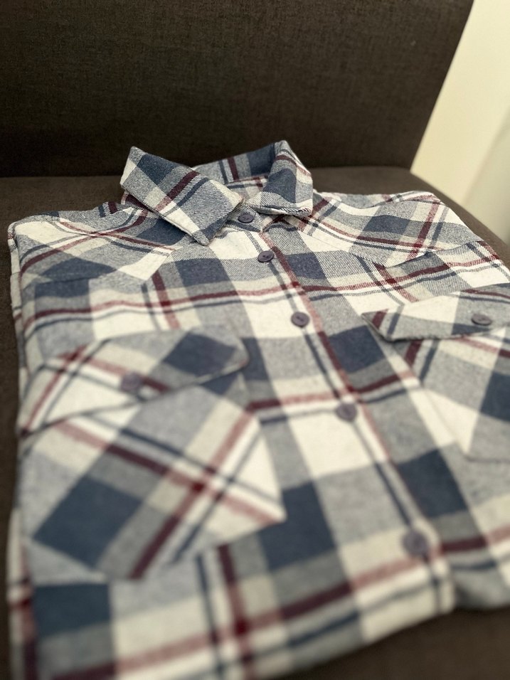 Düğmeli mavi Kadın Pamuklu Gömlek - Görsel 3