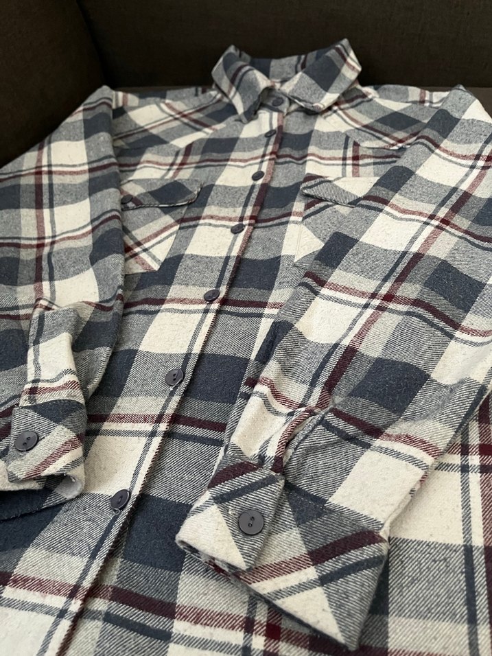 Düğmeli mavi Kadın Pamuklu Gömlek - Görsel 5