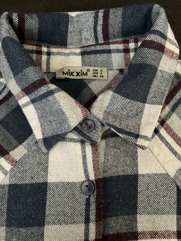 Düğmeli mavi Kadın Pamuklu Gömlek - Görsel 2