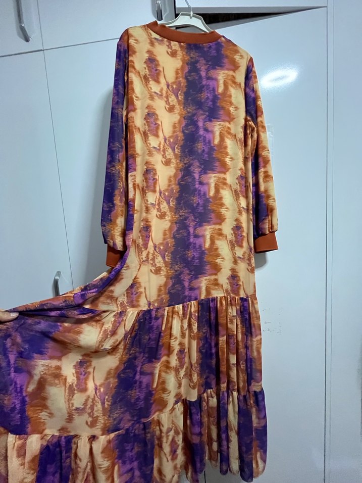 Kadın Çok Renkli Uzun Salaş Elbise - Görsel 5