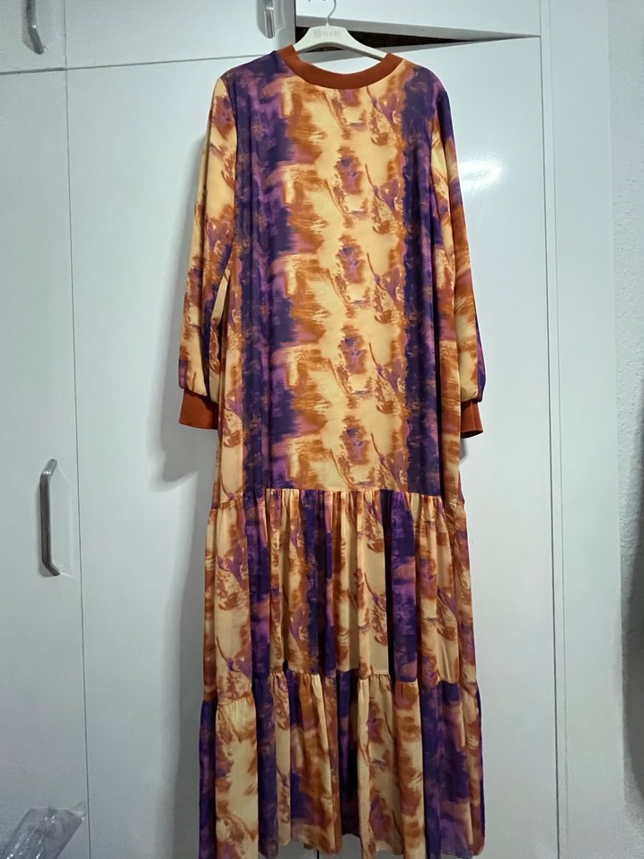 Kadın Çok Renkli Uzun Salaş Elbise - Görsel 2