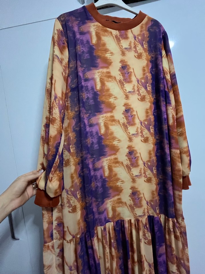 Kadın Çok Renkli Uzun Salaş Elbise - Görsel 4