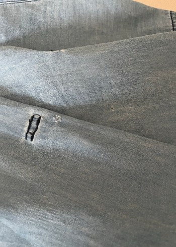 Düğmeli Kot Denim Gömlek - Görsel 6