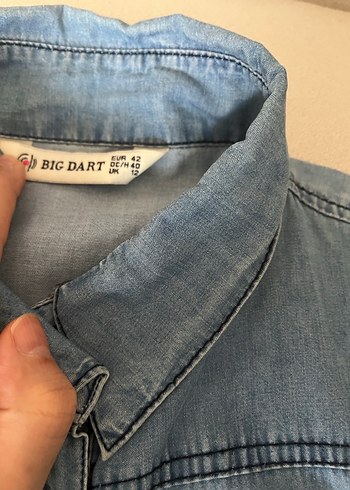 Düğmeli Kot Denim Gömlek - Görsel 5