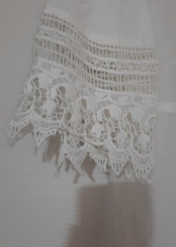 Dantel Detaylı Keten Mini Bohem Bluz - Görsel 2