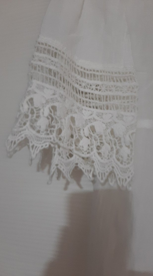 Dantel Detaylı Keten Mini Bohem Bluz - Görsel 2