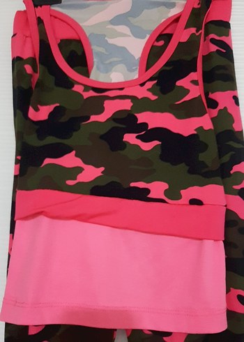 Pembe Kamuflaj Desenli Hamile ve Emzirme Pijama Takımı - Görsel 2