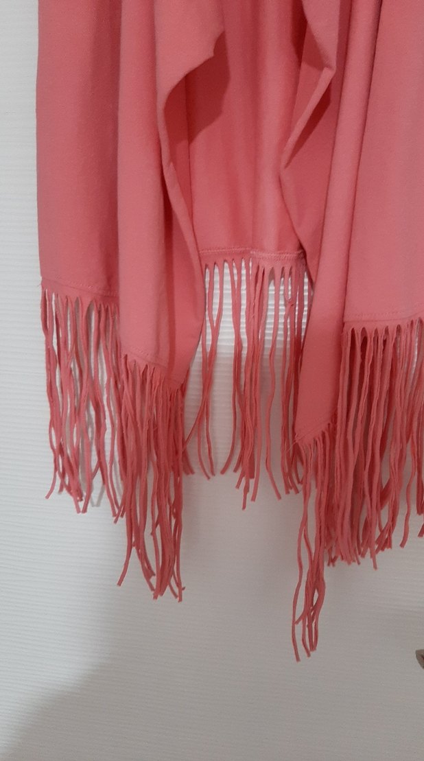 Pembe Salaş Püsküllü Kadın Yelek - Görsel 3