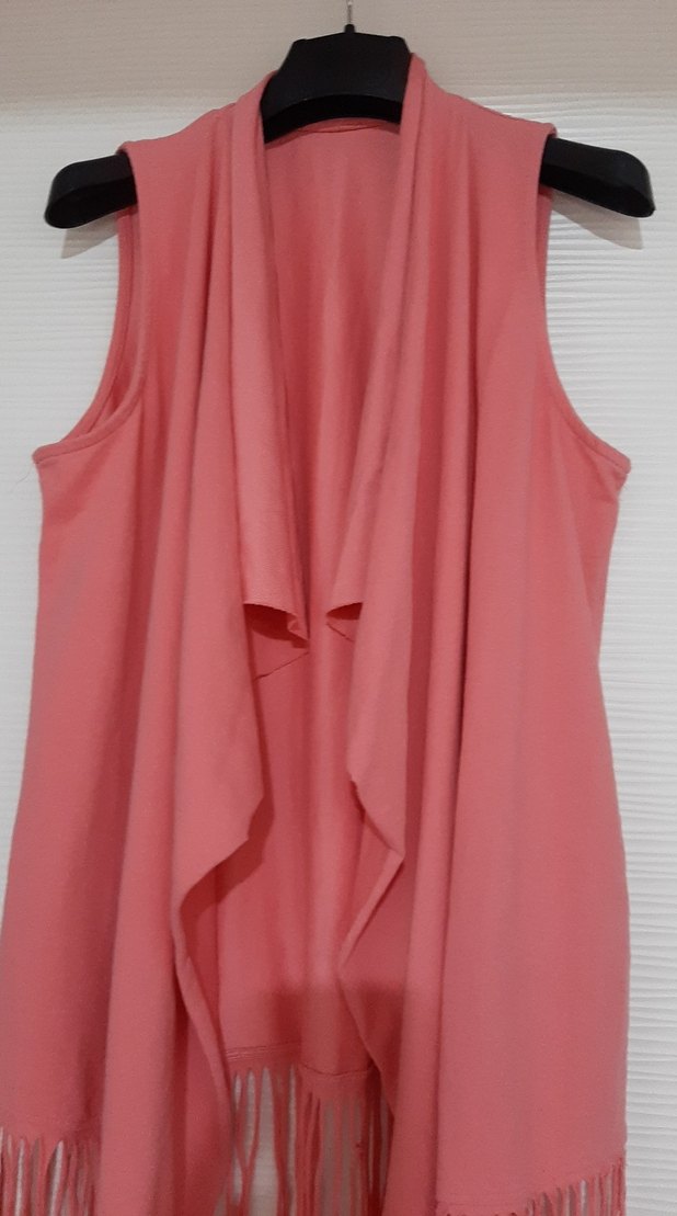 Pembe Salaş Püsküllü Kadın Yelek - Görsel 2