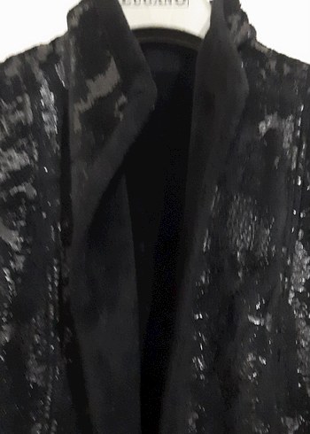 Siyah Süet Uzun Kadın Kaban - Görsel 3