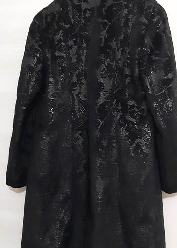 Siyah Süet Uzun Kadın Kaban - Görsel 5