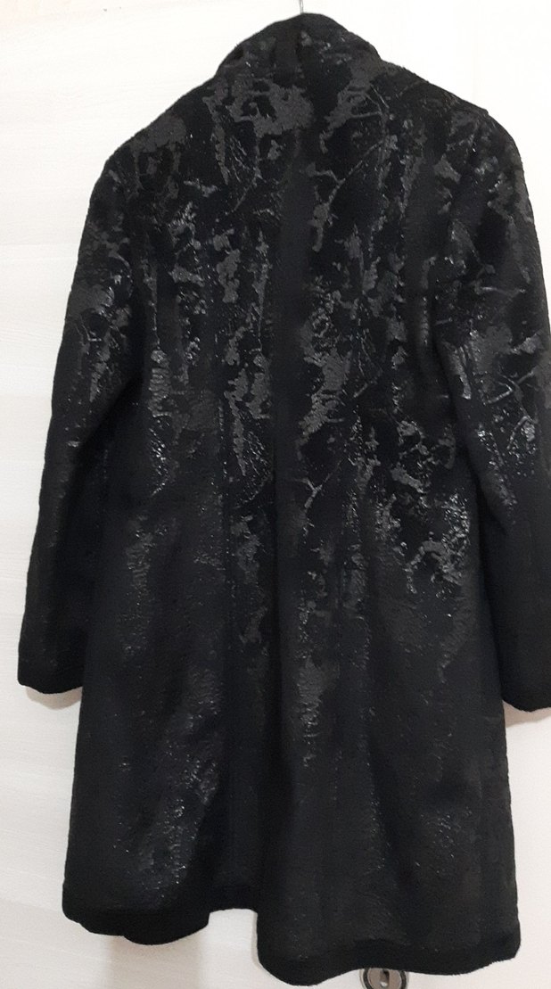 Siyah Süet Uzun Kadın Kaban - Görsel 5