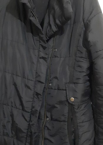 Siyah Uzun Fermuarlı Kadın Kışlık Ceket - Görsel 2