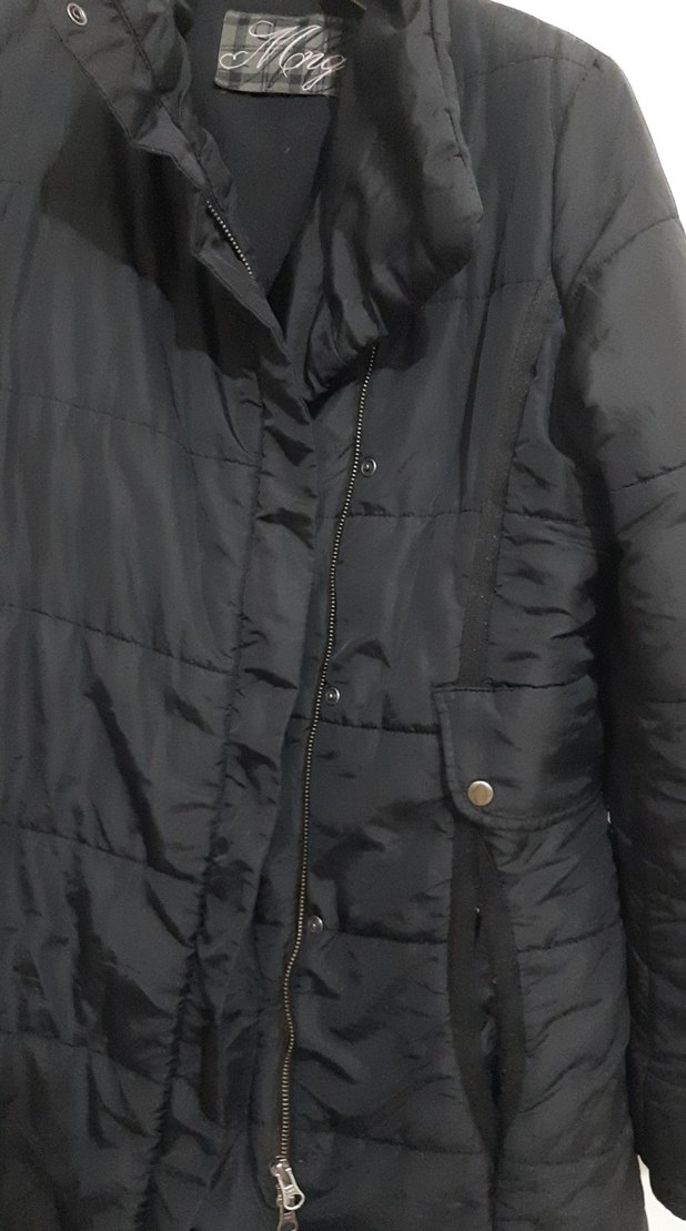 Siyah Uzun Fermuarlı Kadın Kışlık Ceket - Görsel 2