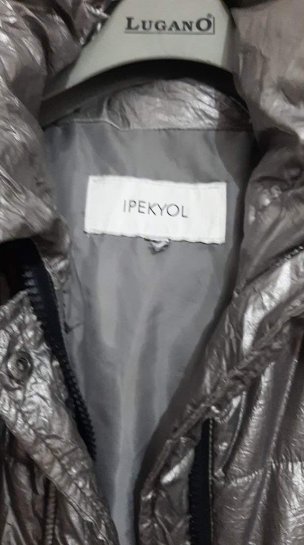 Gri Metalik Mini Kadın Kışlık Mont - Görsel 2