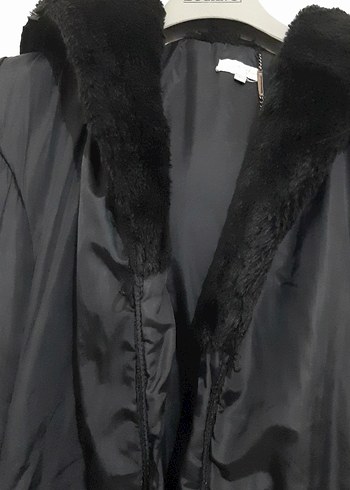 Siyah Kürklü Midi Kadın Ceket - Görsel 2