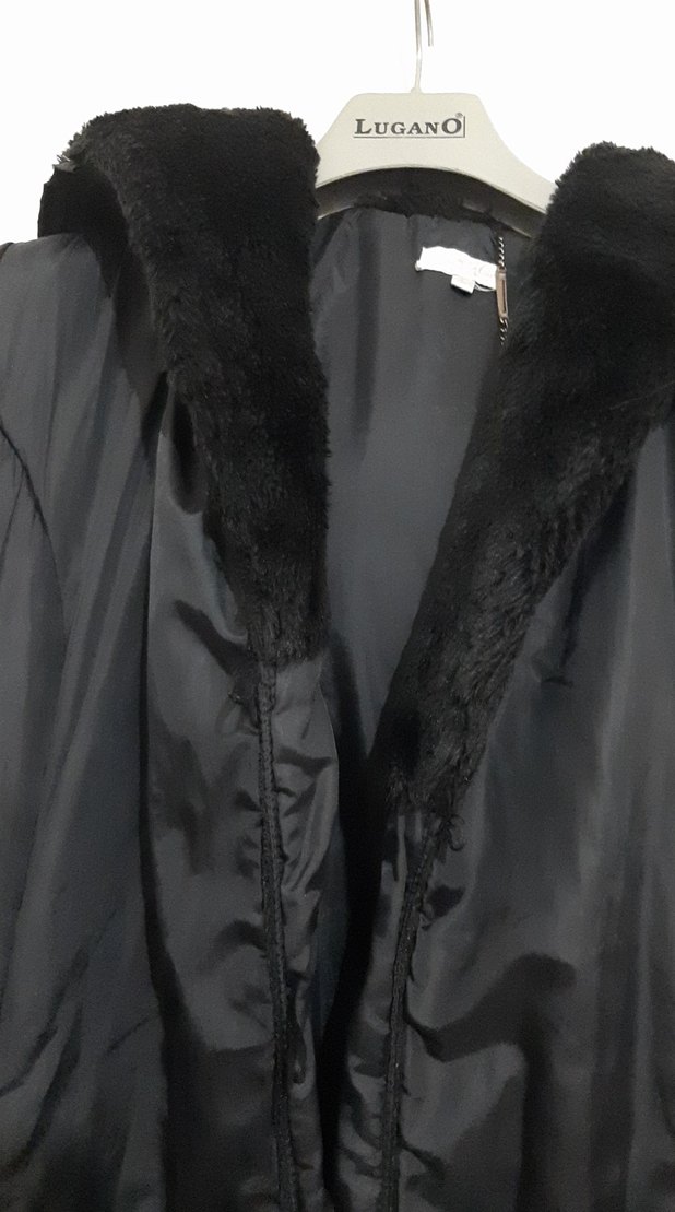 Siyah Kürklü Midi Kadın Ceket - Görsel 2