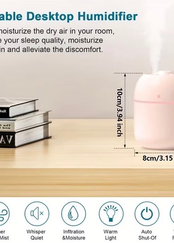 Beyaz USB Kablosu ile Hava Temizleyici ve Nemlendirici - Görsel 2