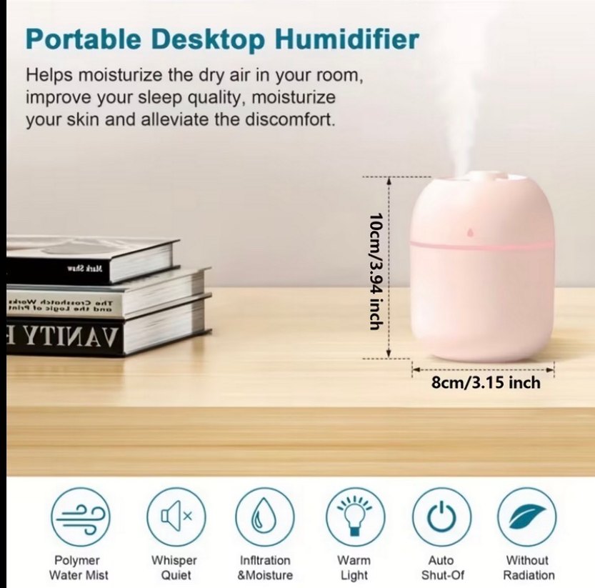 Beyaz USB Kablosu ile Hava Temizleyici ve Nemlendirici - Görsel 2