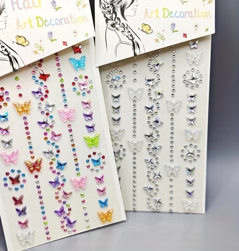 Renkli Kelebek ve Taşlı Saç Süslemeleri 2 paket - Görsel 2