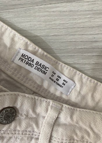 27 Beden Beyaz Midi Kadın Kot Pantolon