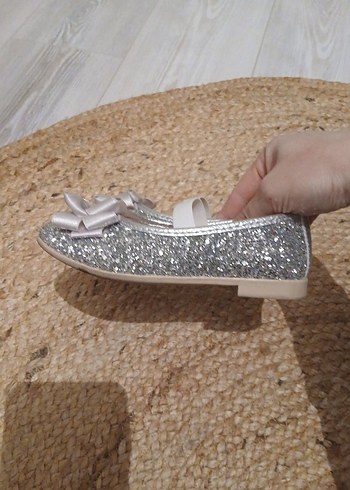 Kız Çocuk Gri Fiyonklu Babet Ayakkabı - Görsel 2