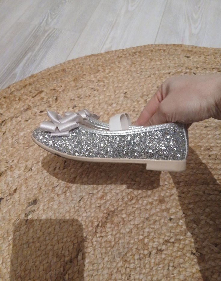 Kız Çocuk Gri Fiyonklu Babet Ayakkabı - Görsel 2