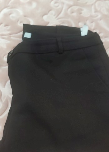 Düz Kesim Siyah Kadın Kumaş Pantolon - Görsel 4