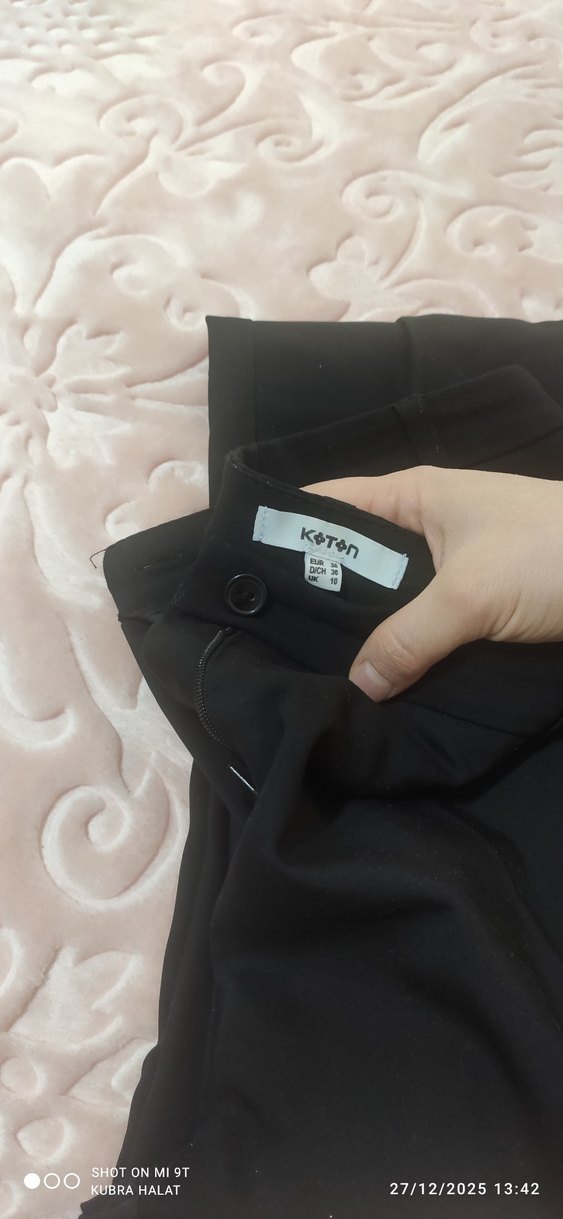 Düz Kesim Siyah Kadın Kumaş Pantolon - Görsel 2