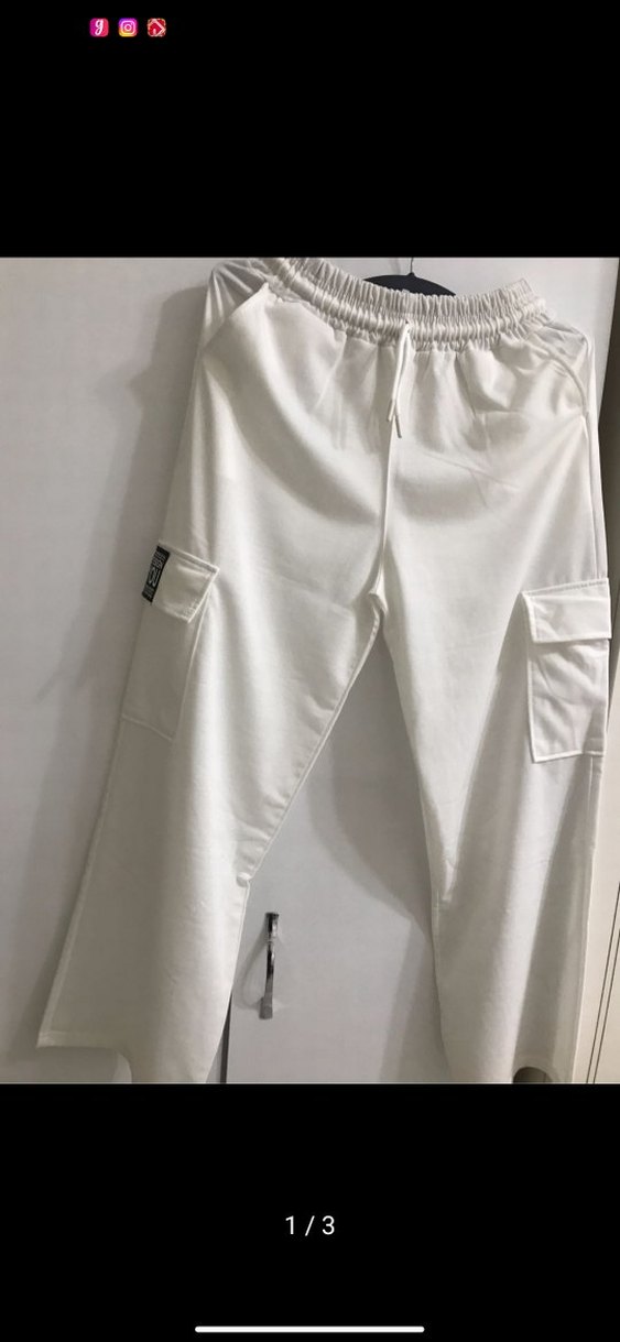 Beyaz Bol Kesim eşofman - Görsel 3