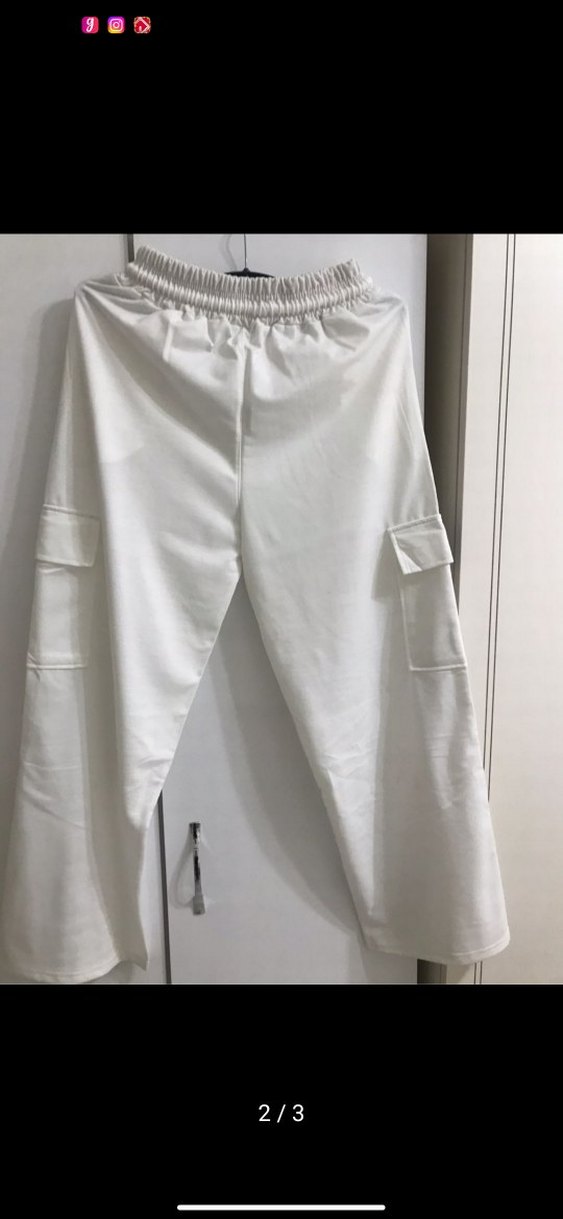 Beyaz Bol Kesim eşofman - Görsel 2