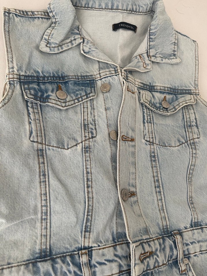 Düğmeli Denim Kadın Tulum - Görsel 4