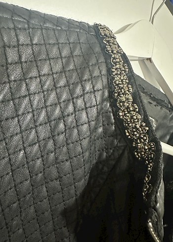 Deri Siyah Biker Mont Kadın - Görsel 2