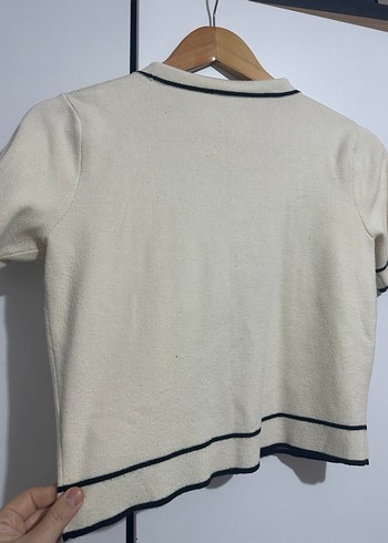 Düğmeli Kısa Kollu V Yaka Kadın Hırka - Görsel 3