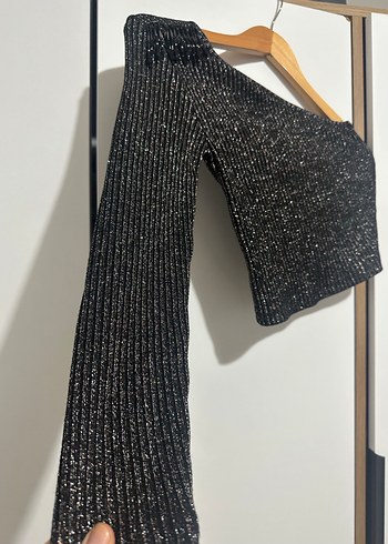 Gri Parlak Desenli Triko Kadın Kazak - Görsel 2