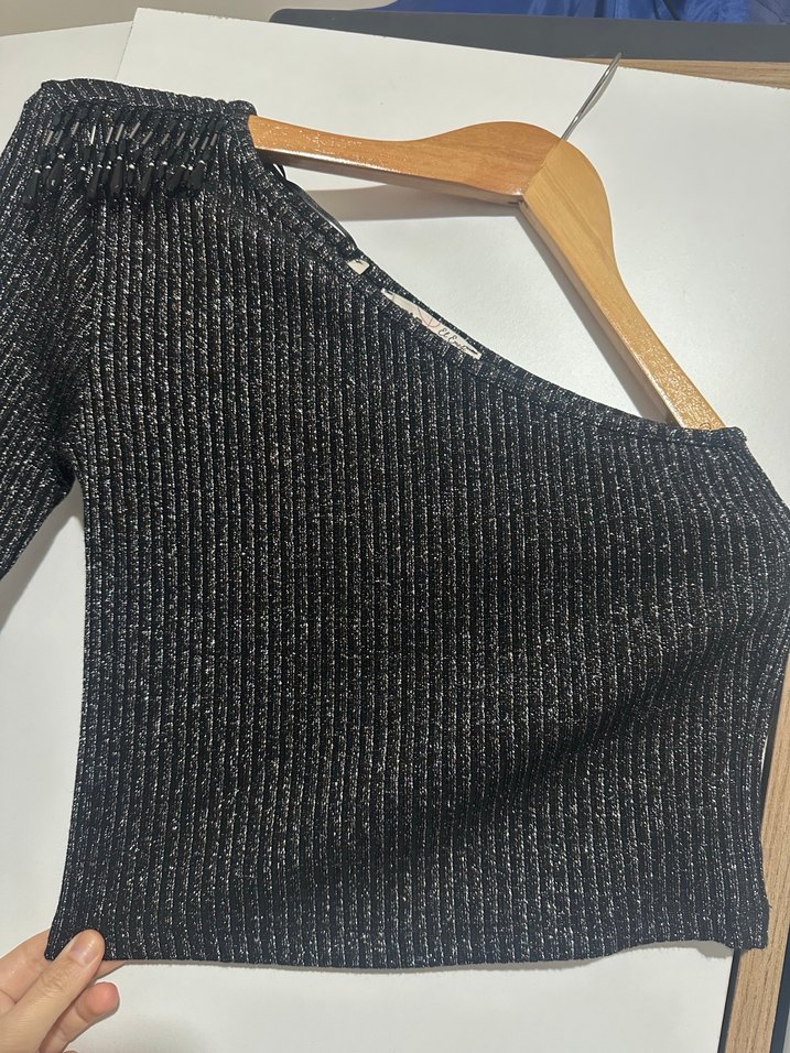 Gri Parlak Desenli Triko Kadın Kazak - Görsel 3